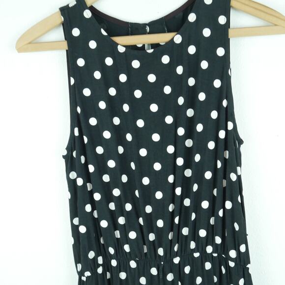 Vintage Small Dress Polka Dot Fit Flare 90s Retro Rockabilly Preppy Midi Punk - Picture 2 of 11